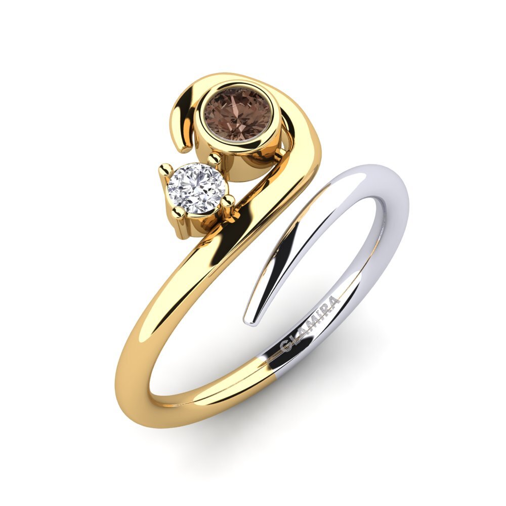 9ct Yellow & White Gold Smoky Quartz Ring Adsila