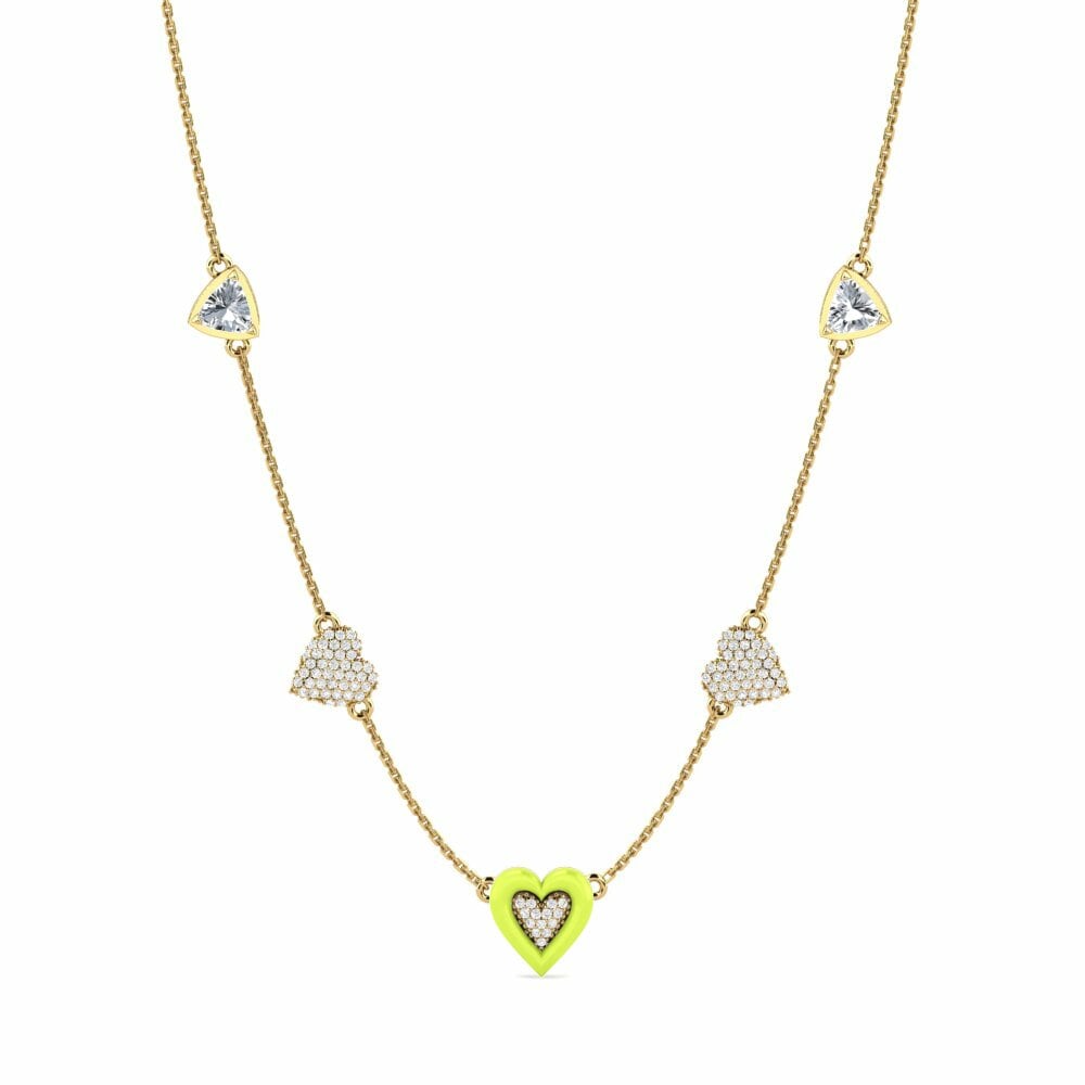 Dây chuyền Vàng 9K Đá Zircon Trắng Bến