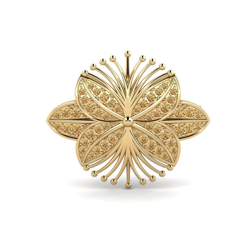 14ct Yellow Gold Brown Diamond Brooch Aegicu