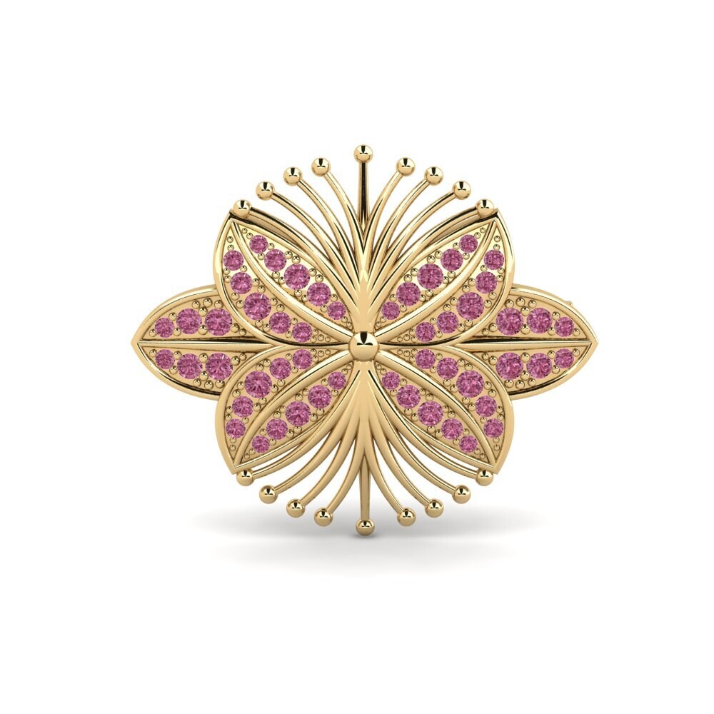 14ct Yellow Gold Rhodolite Garnet Brooch Aegicu