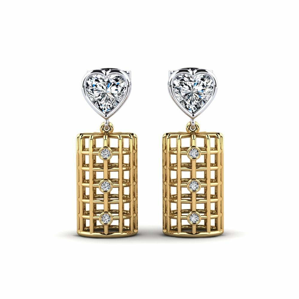 14k Oro Amarillo & Blanco Pendiente de mujer Aehtnuk