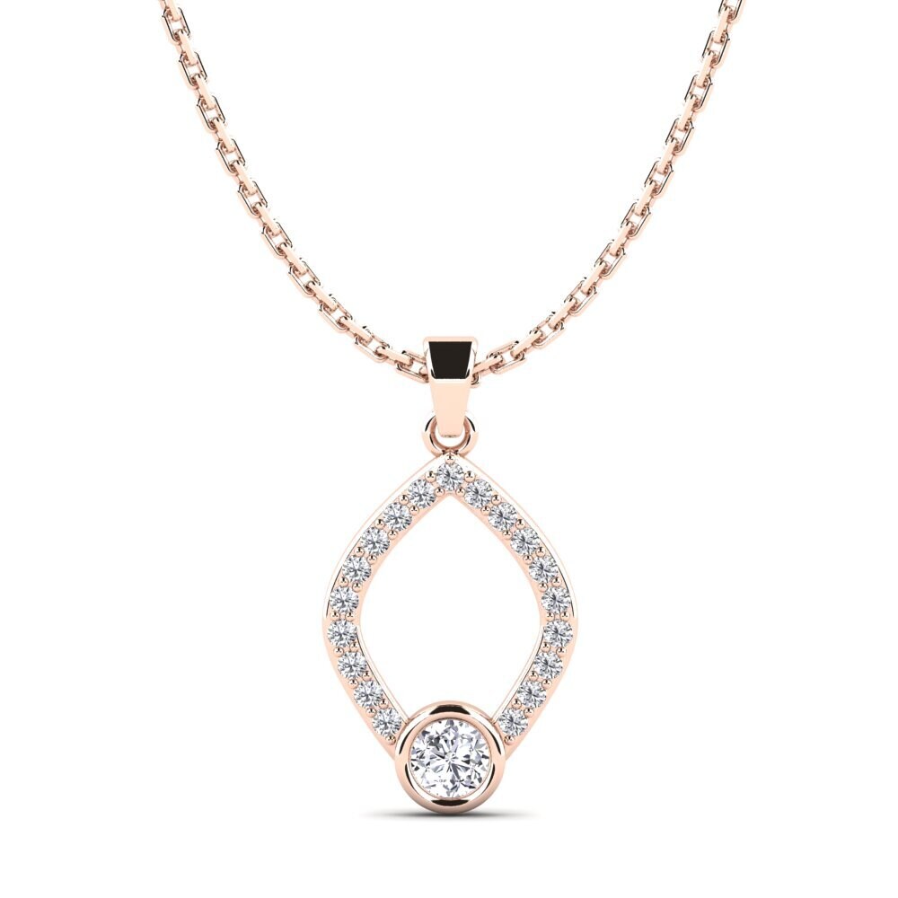 Pendentif En Or Jaune Et Rose 585 Avec œillet En V Et Spinelle Rouge - Occasion Très Bon état