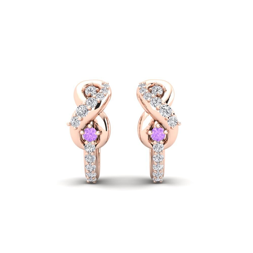 9ct Rose Gold Amethyst Women's Earring Afflatus
