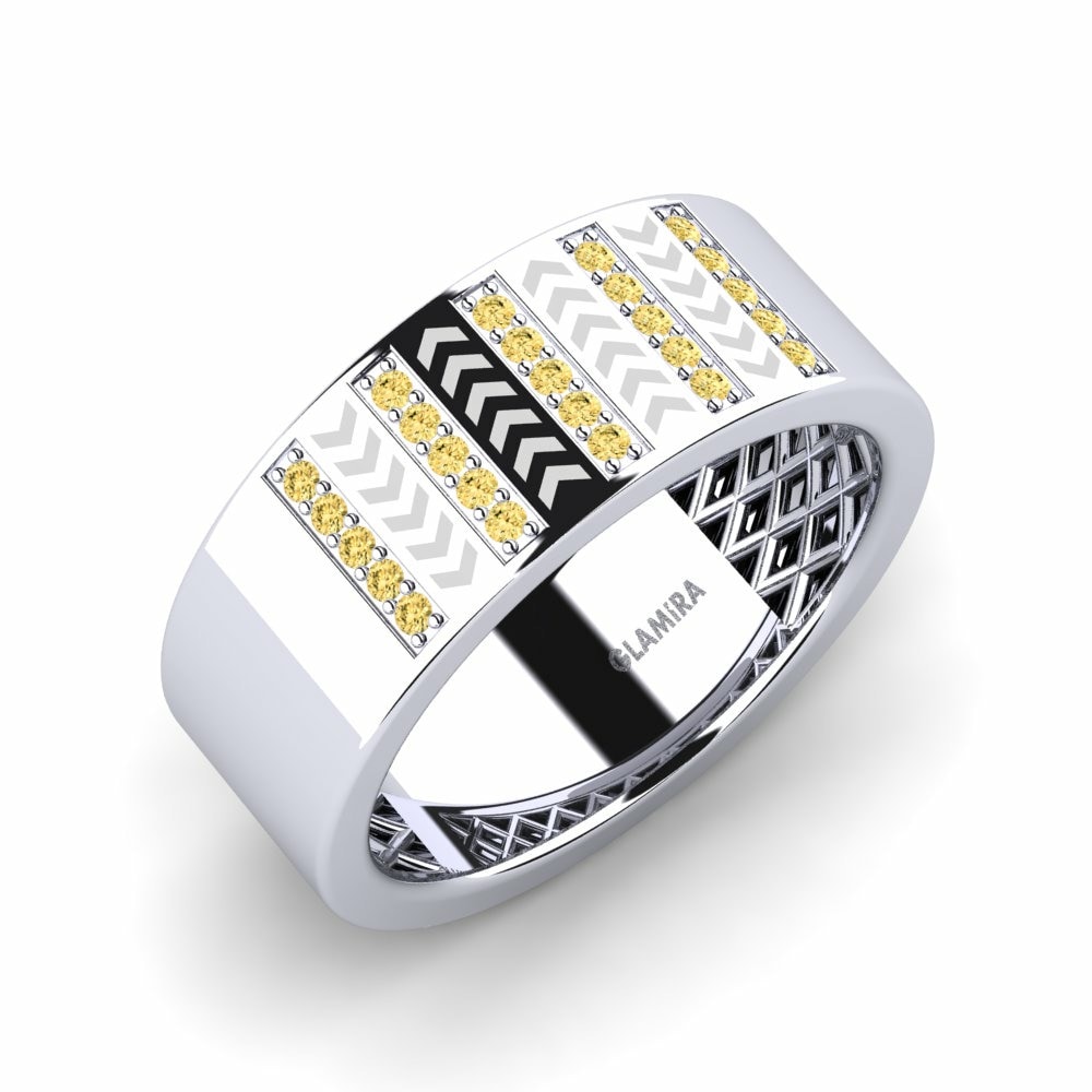 Fashion Yellow Diamond 18K White Gold Ring Affranchi