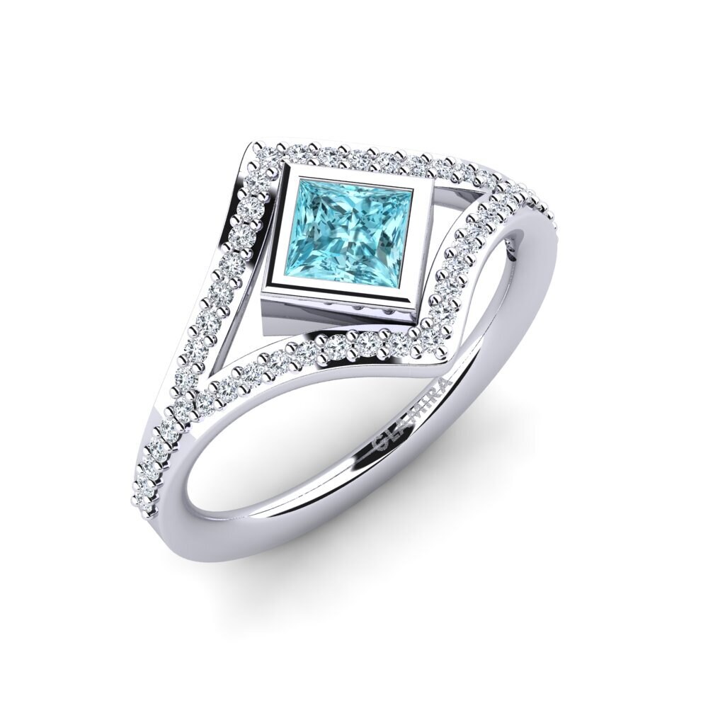Blue Zircon Engagement Ring Afilado
