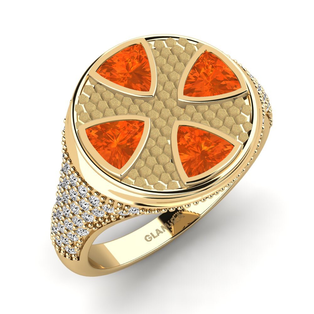 14ct Yellow Gold Fire-Opal Men's Ring Afungier