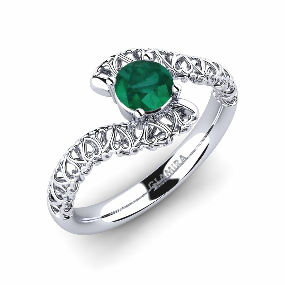 Design Solitaire Engagement Rings Agamemnon 585 White Gold Emerald