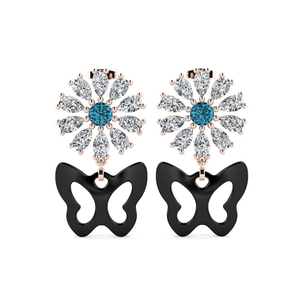 9ct Rose Gold Blue Zircon Women's Earring Aganju