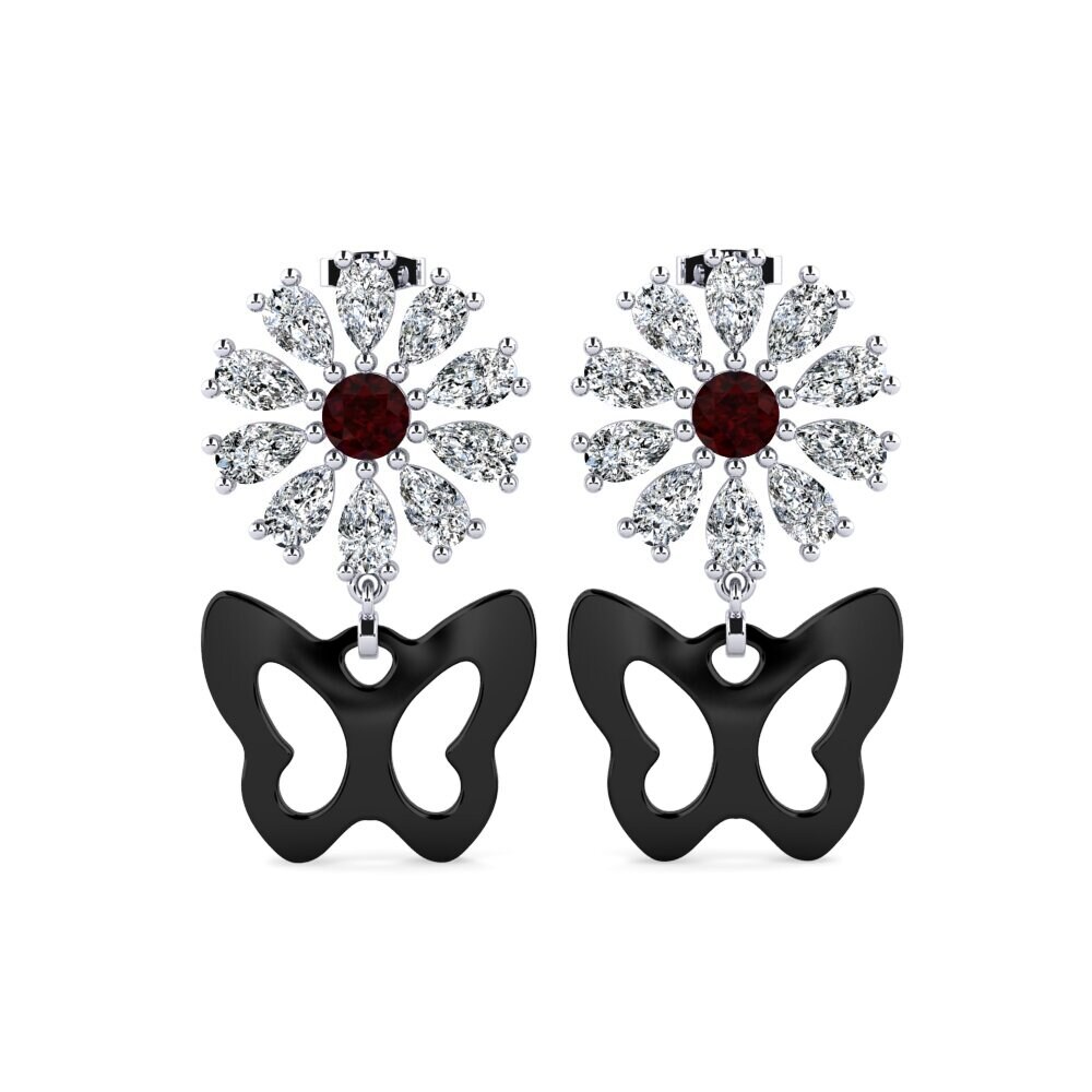 950 Platinum Garnet Women's Earring Aganju