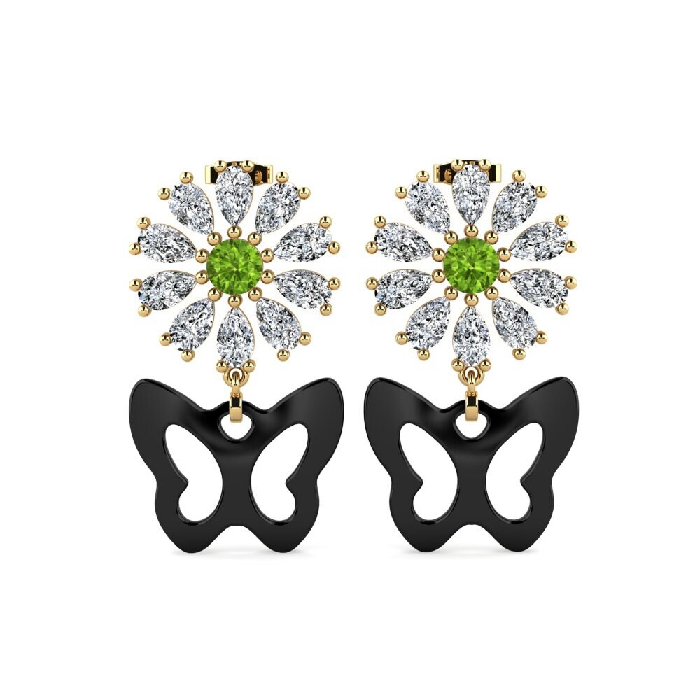14ct Yellow Gold Peridot Women's Earring Aganju