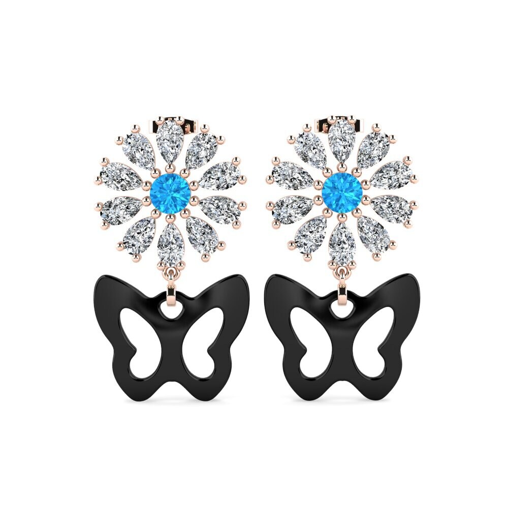 9ct Rose Gold Blue Topaz Women's Earring Aganju