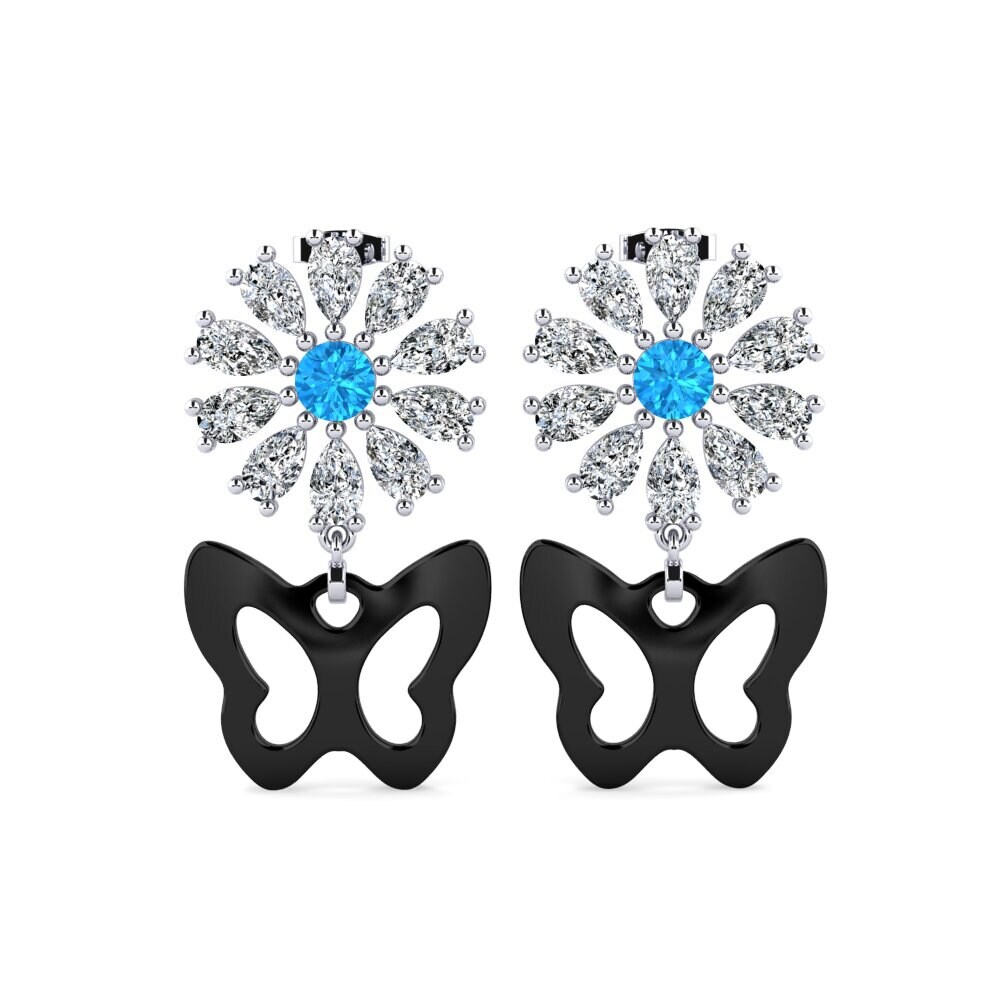 950 Platinum Blue Topaz Women's Earring Aganju
