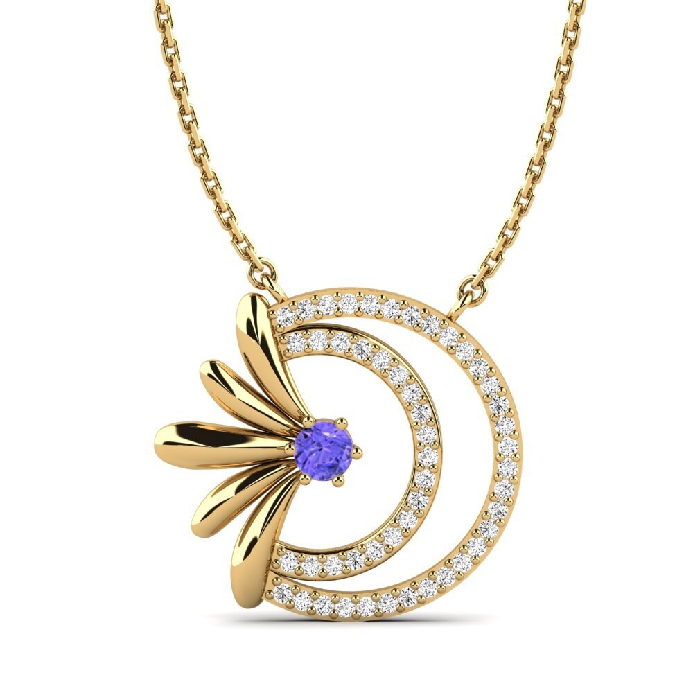 Gelbgold 585 Tansanit Damen halskette Agapito