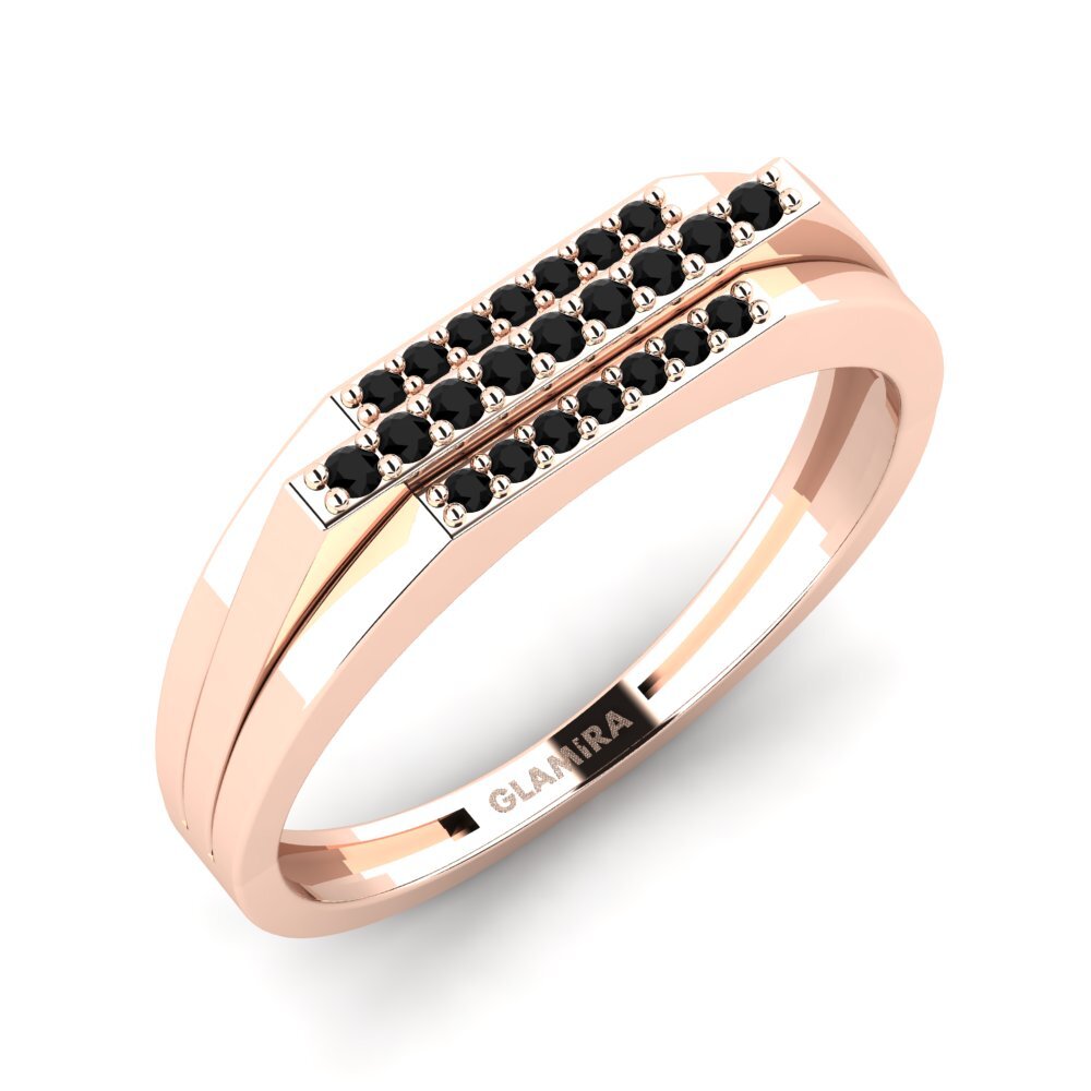 Oro Rosso 750 Zaffiro Nero Anello da uomo Agaristis