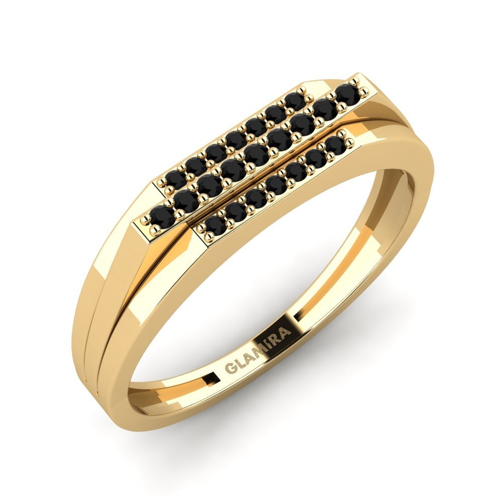 Oro Giallo 375 Zaffiro Nero Anello da uomo Agaristis