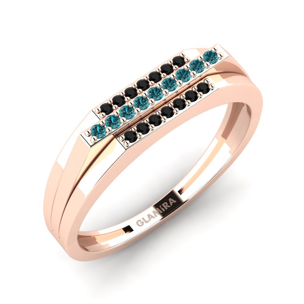 Oro Rosso 585 Diamante Blu Anello da uomo Agaristis