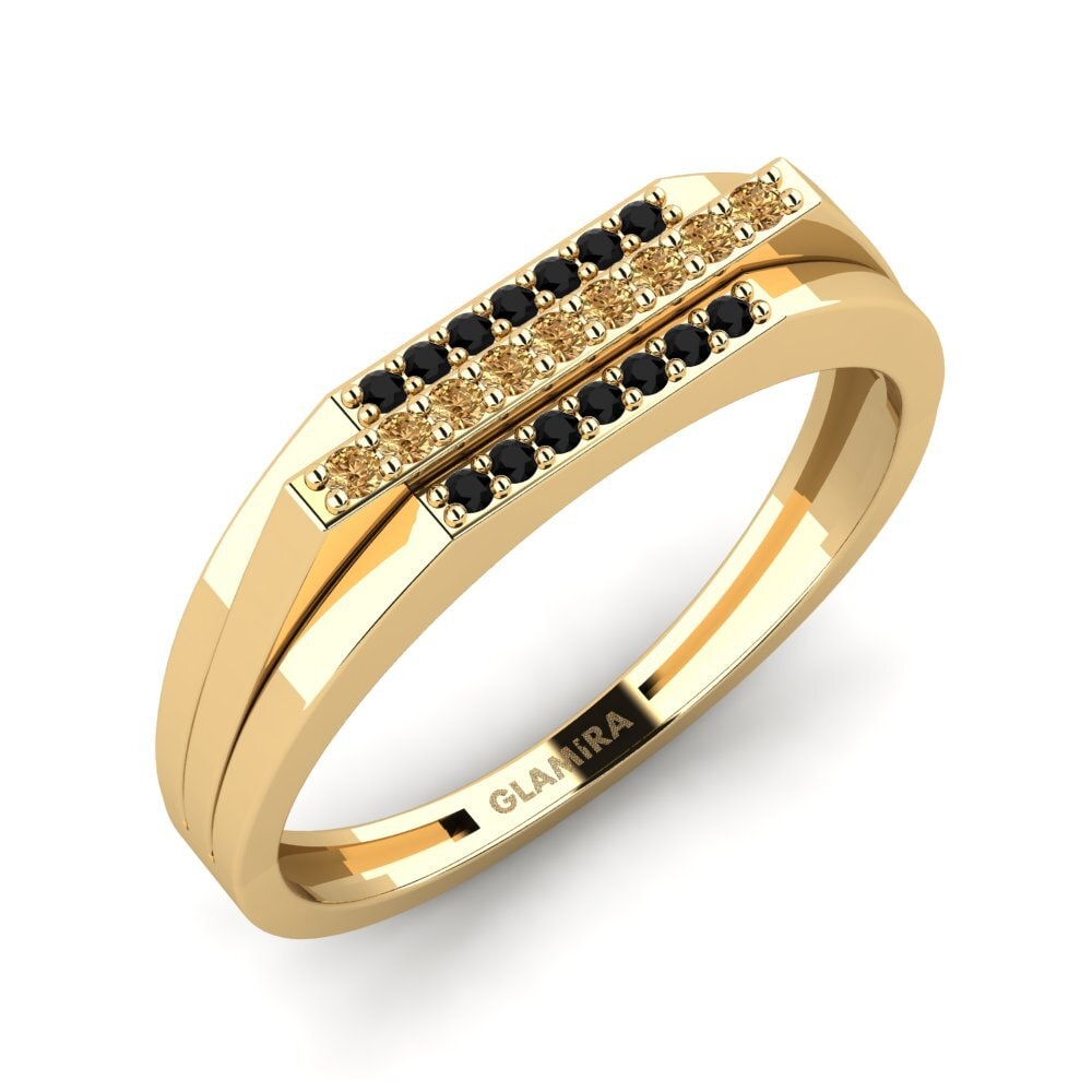 Oro Giallo 750 Diamante Marrone Anello da uomo Agaristis