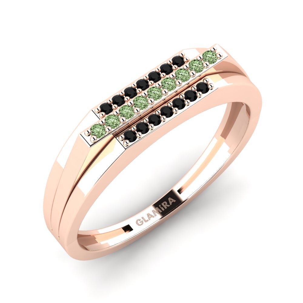 Oro Rosso 375 Diamante Verde Anello da uomo Agaristis
