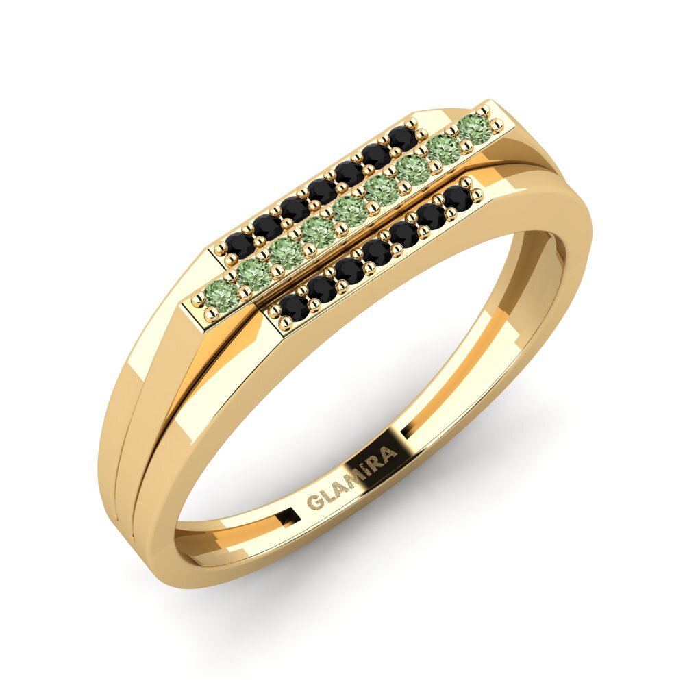 Oro Giallo 375 Diamante Verde Anello da uomo Agaristis