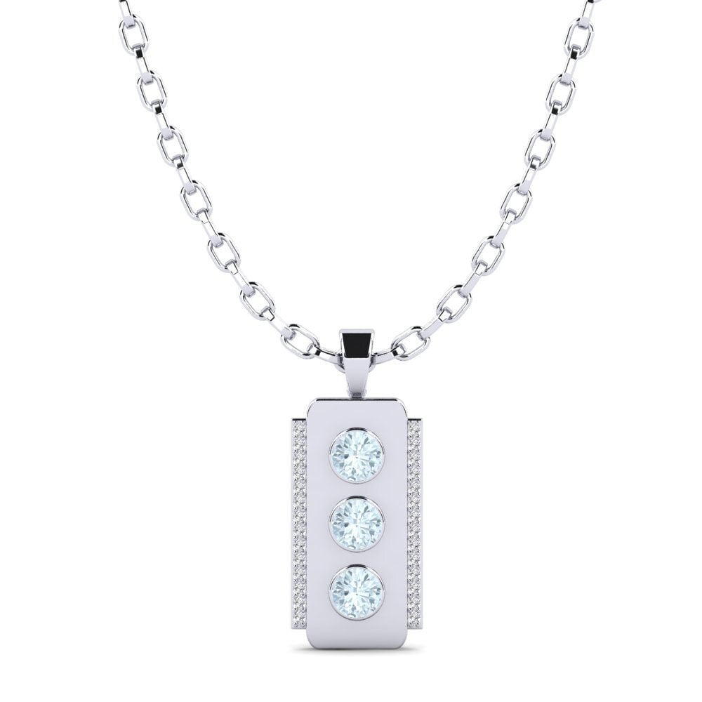 14ct White Gold Aquamarine Men's Pendant Agathe
