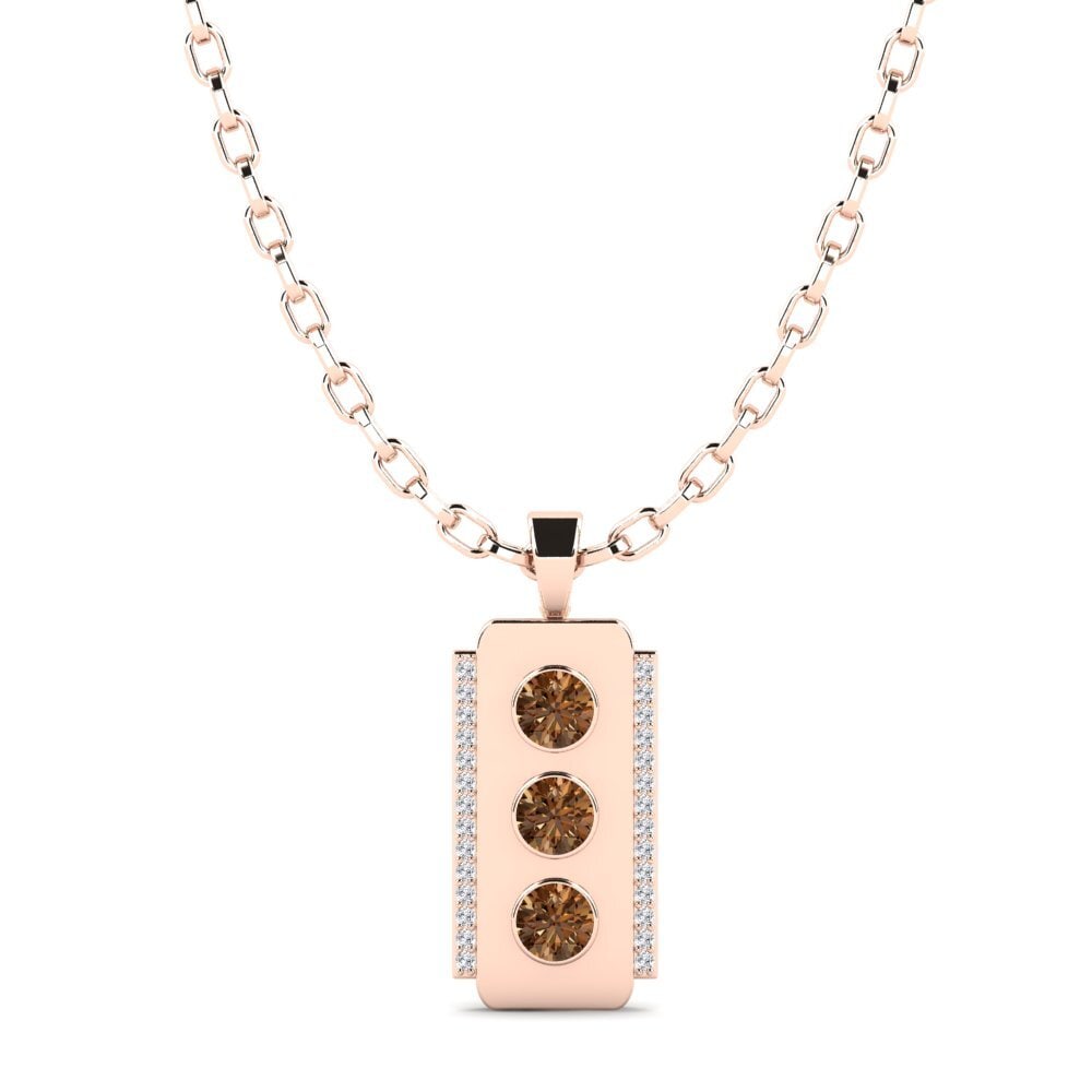 Rotgold 585 Brauner Diamant Herren-Anhänger Agathe