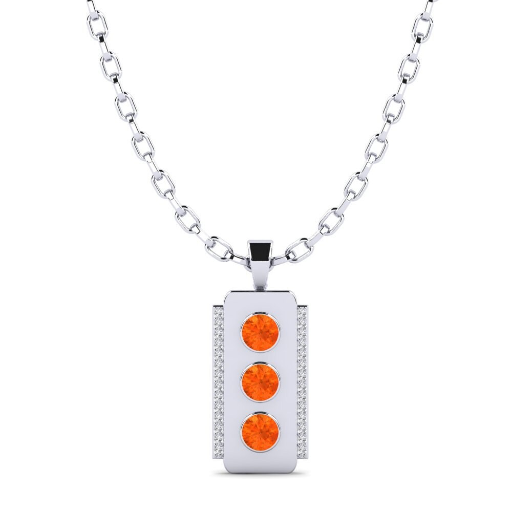 14ct White Gold Fire Opal Men's Pendant Agathe