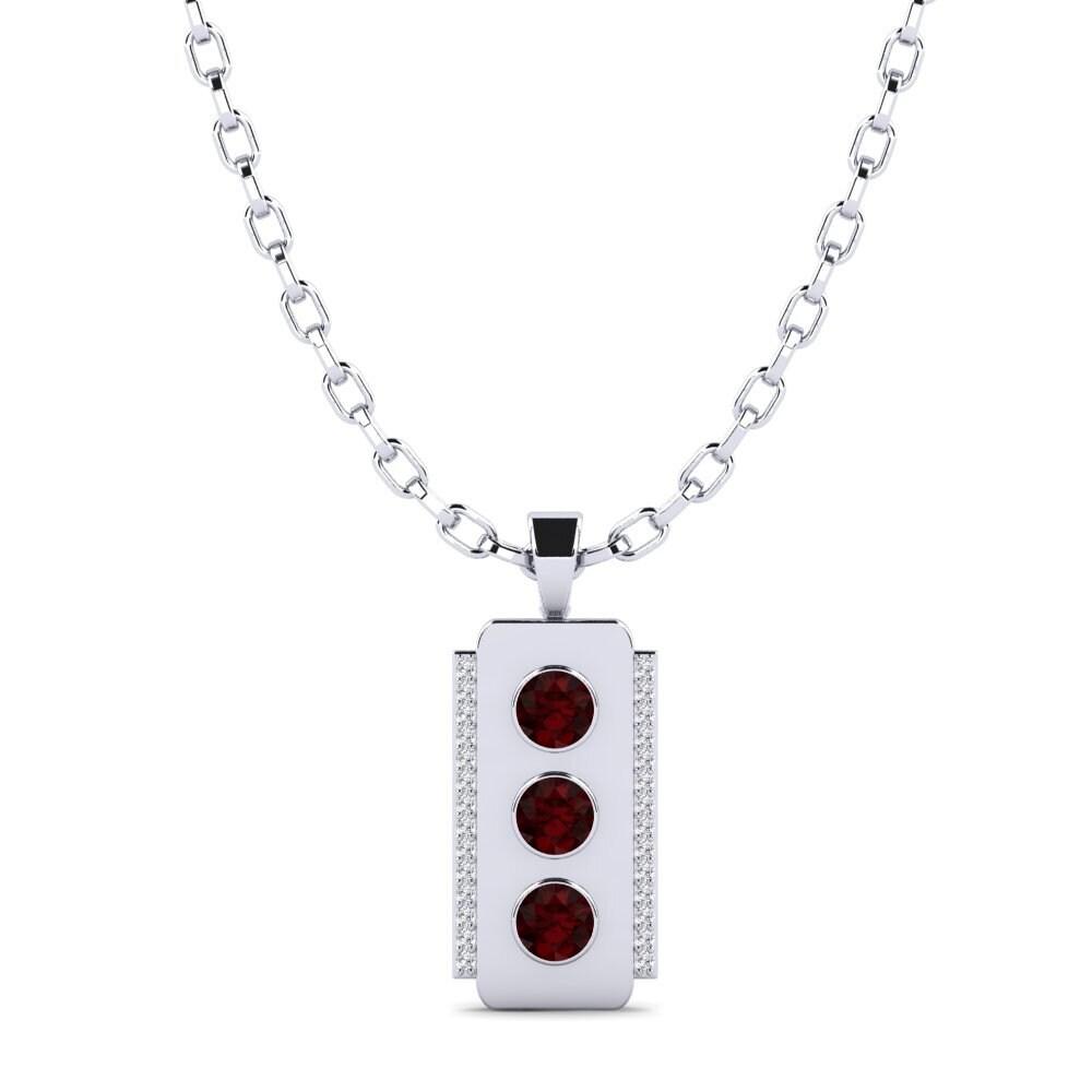 18ct White Gold Garnet Men's Pendant Agathe