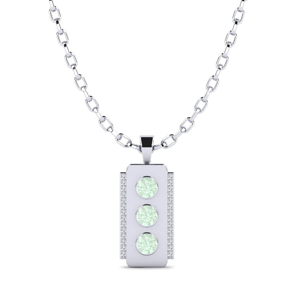 18ct White Gold Green Amethyst Men's Pendant Agathe