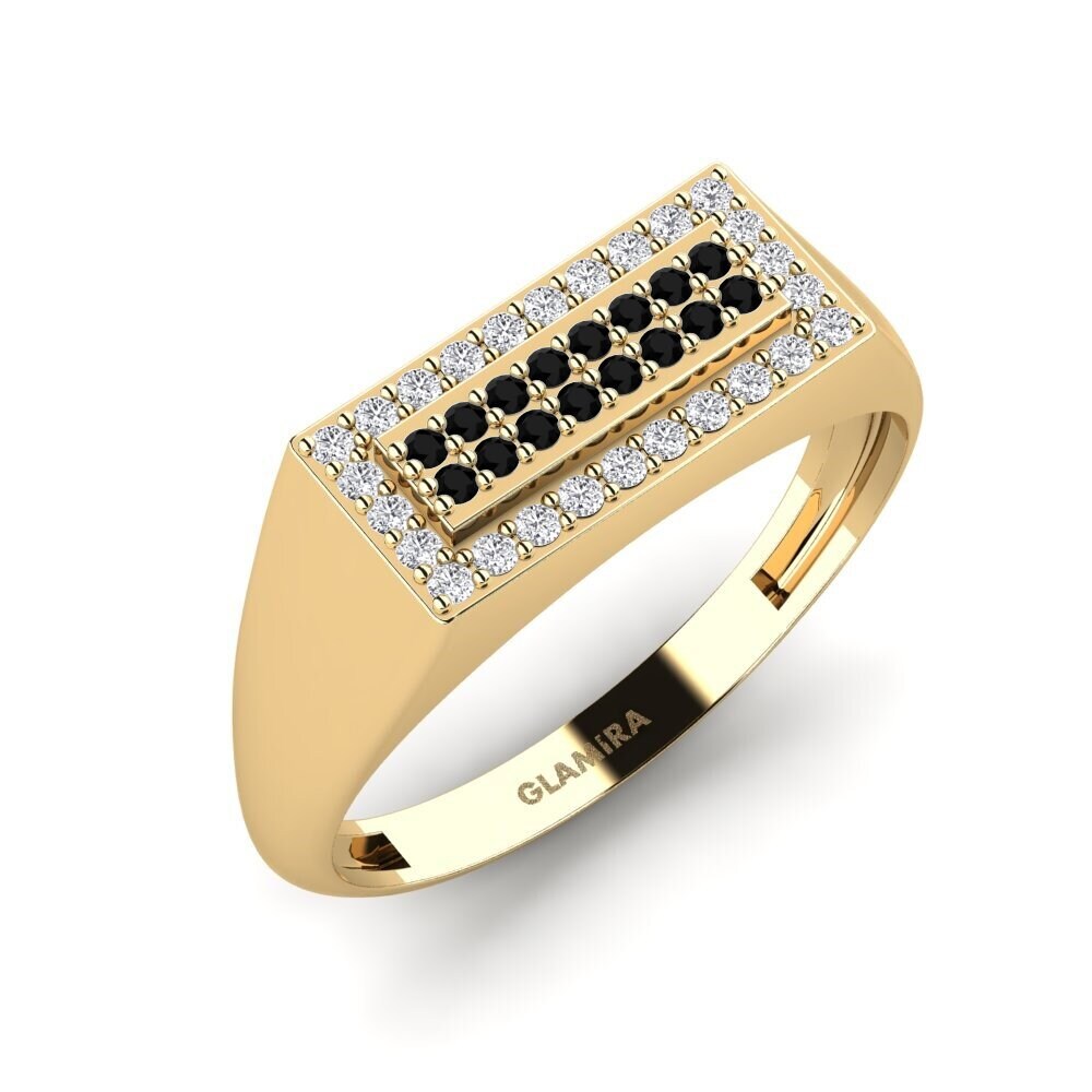 Oro Giallo 375 Zaffiro Nero Anello da uomo Agathiousa