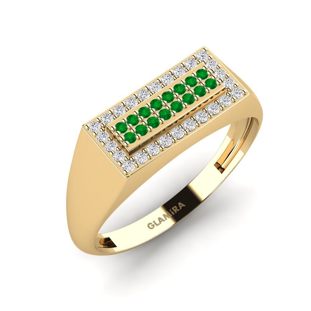 Oro Giallo 750 Smeraldo Anello da uomo Agathiousa