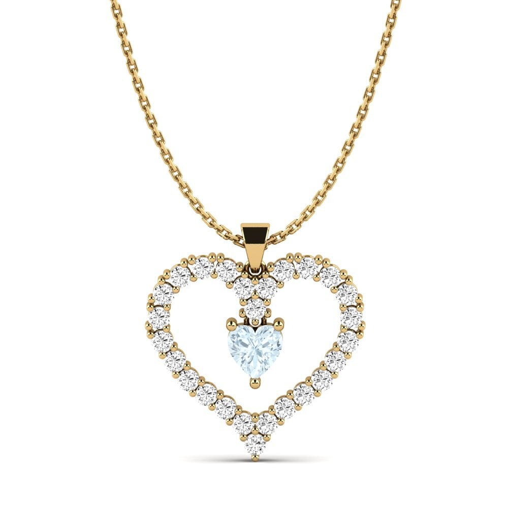 Trái Tim Đá Aquamarine Mặt dây chuyền nữ Agde