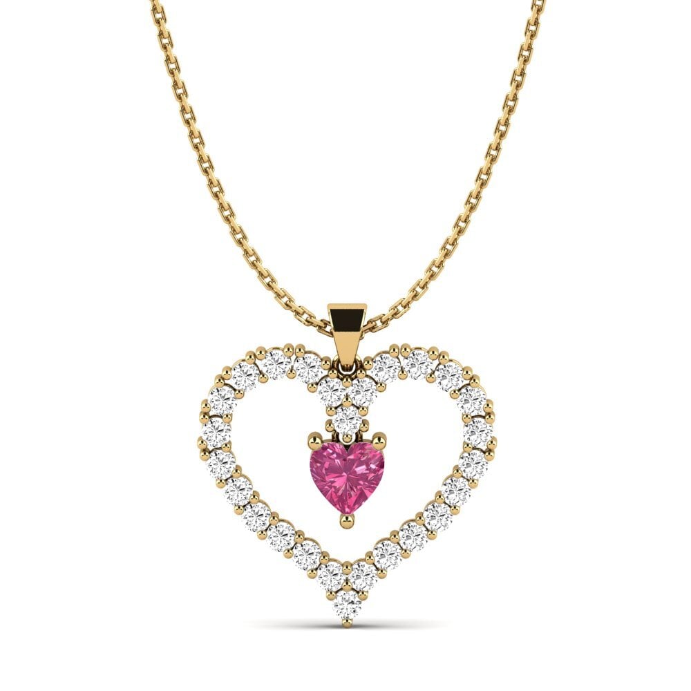 Trái Tim Đá Tourmaline Hồng / Bích tỷ Mặt dây chuyền nữ Agde