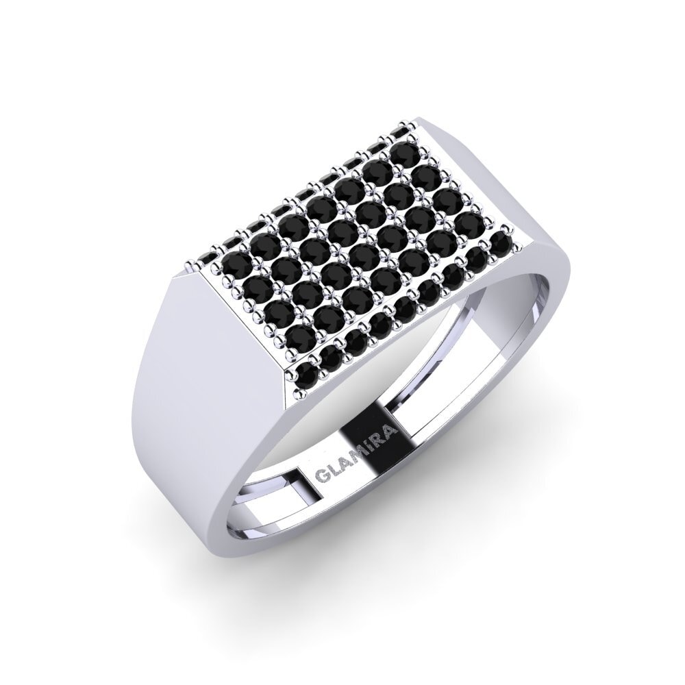 Zafiro negro Anillo de dedo meñique para hombre Agelaou