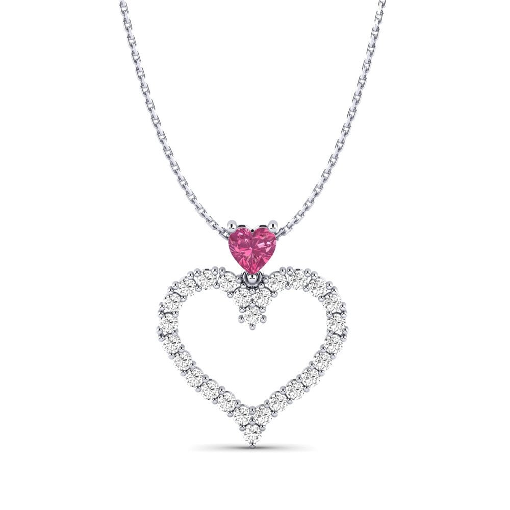 Trái Tim Đá Tourmaline Hồng / Bích tỷ Mặt dây chuyền nữ Agen
