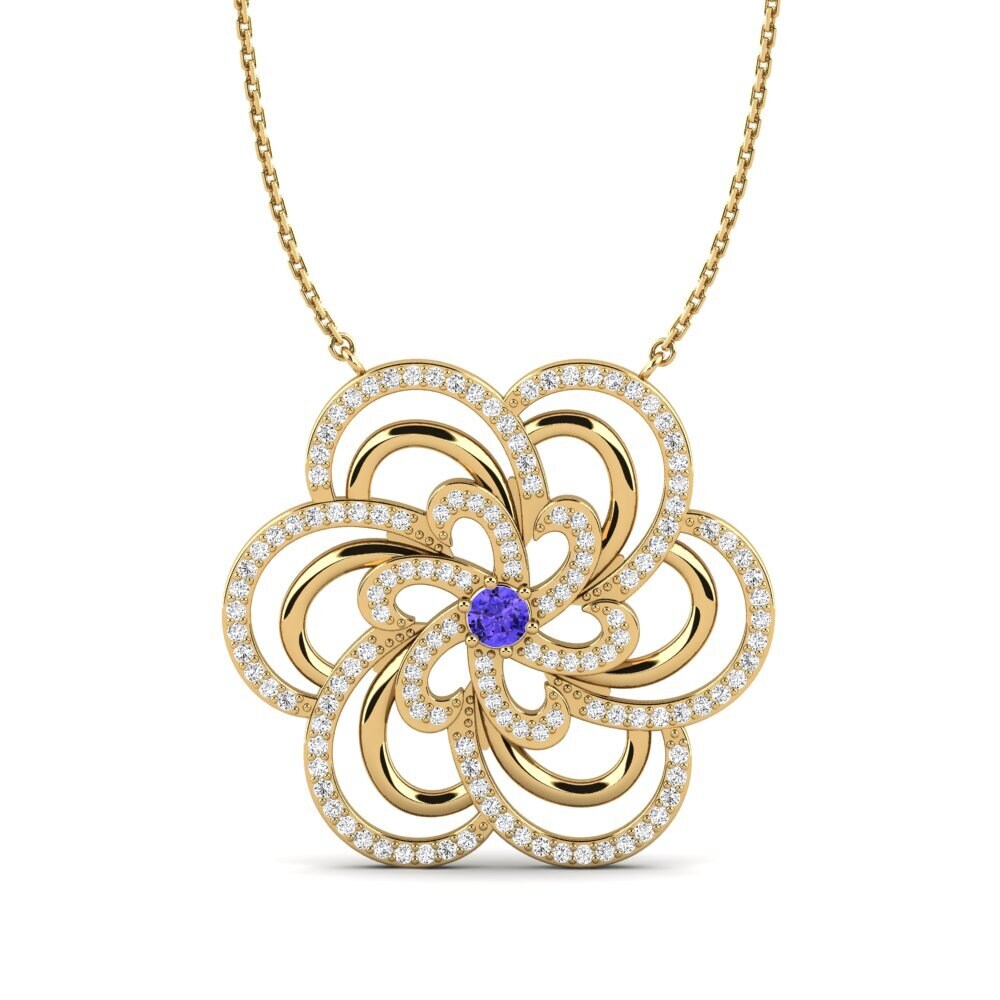 Gelbgold 585 Tansanit Damen halskette Agil
