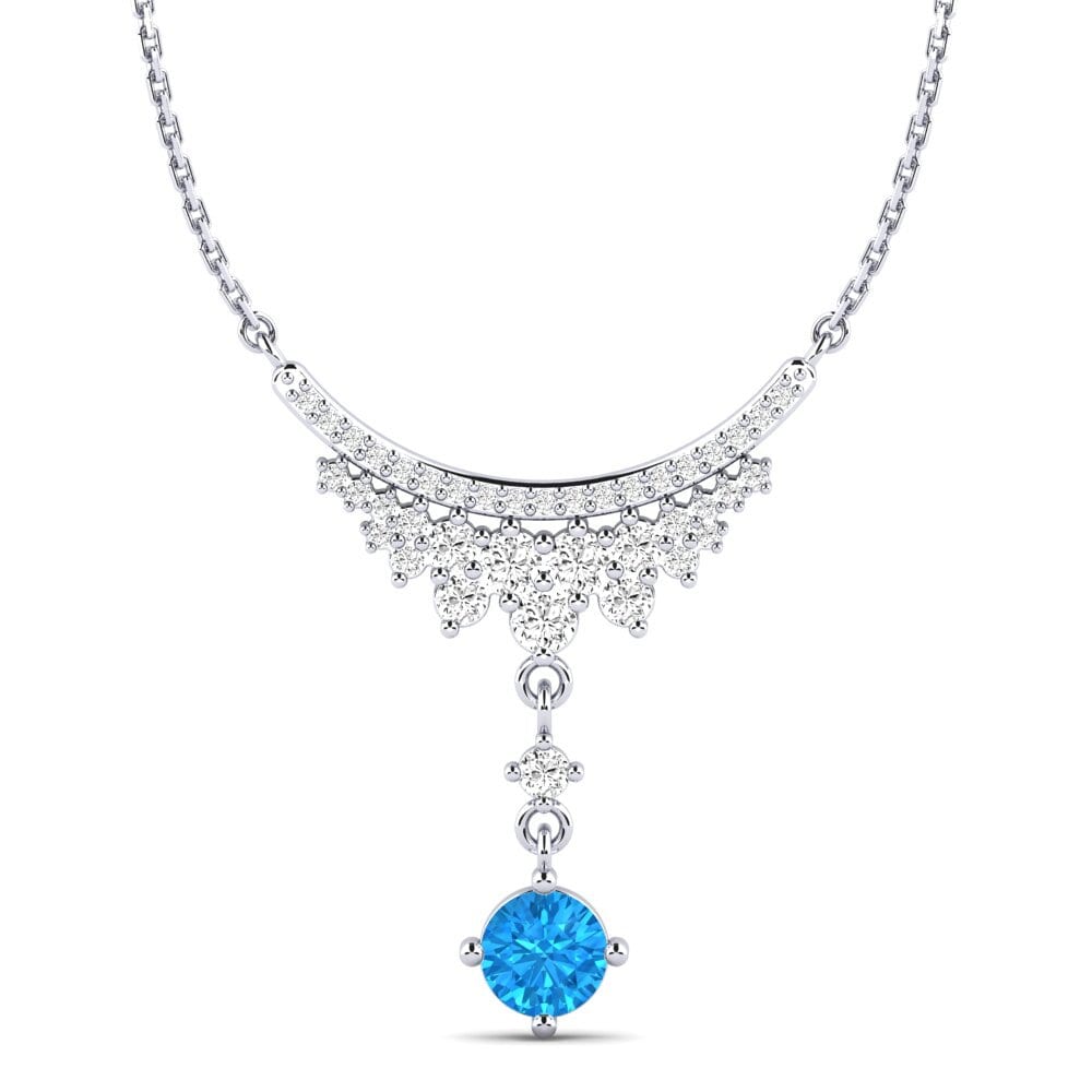Plata 925 Topacio azul Collar de Mujer Aglaila