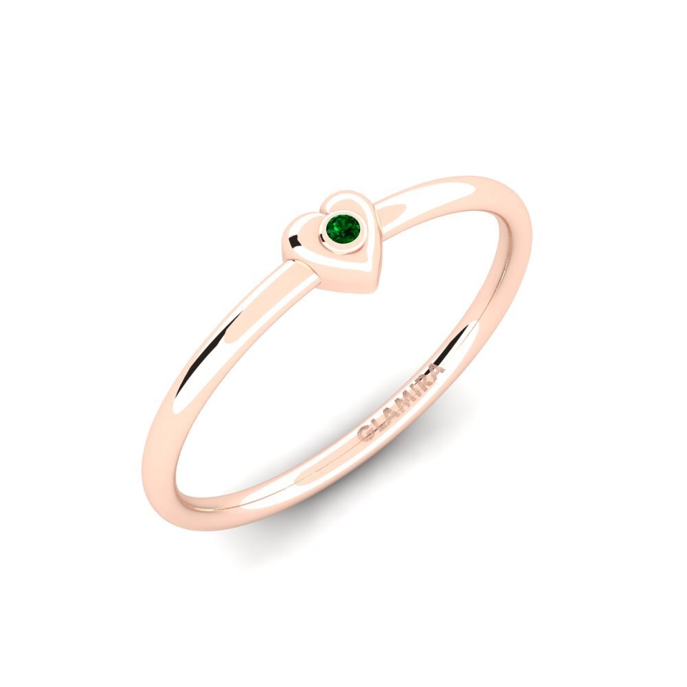 14ct Rose Gold Green Zirconia Ring Aglio