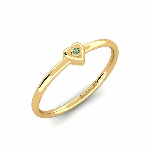 Ring Aglio 585 Yellow Gold & Green Diamond