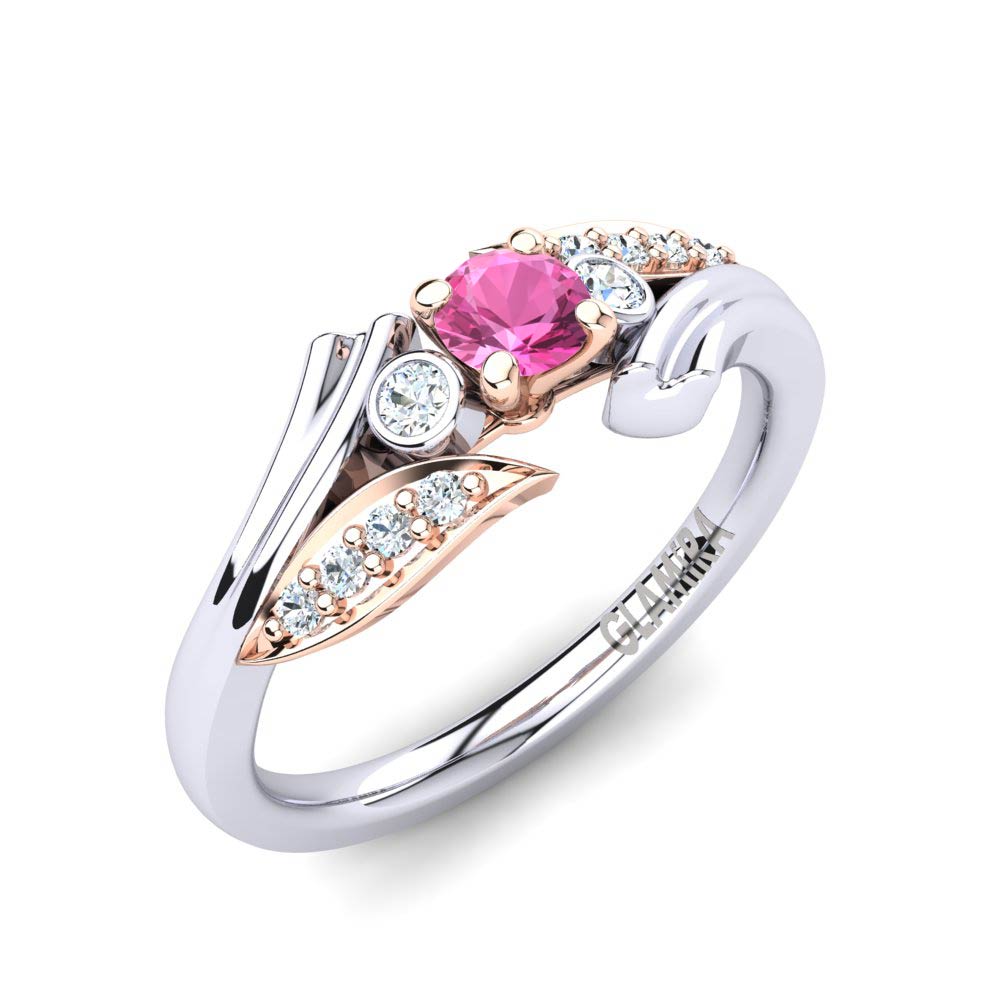 14ct White & Rose Gold Pink Tourmaline Engagement Ring Agnella
