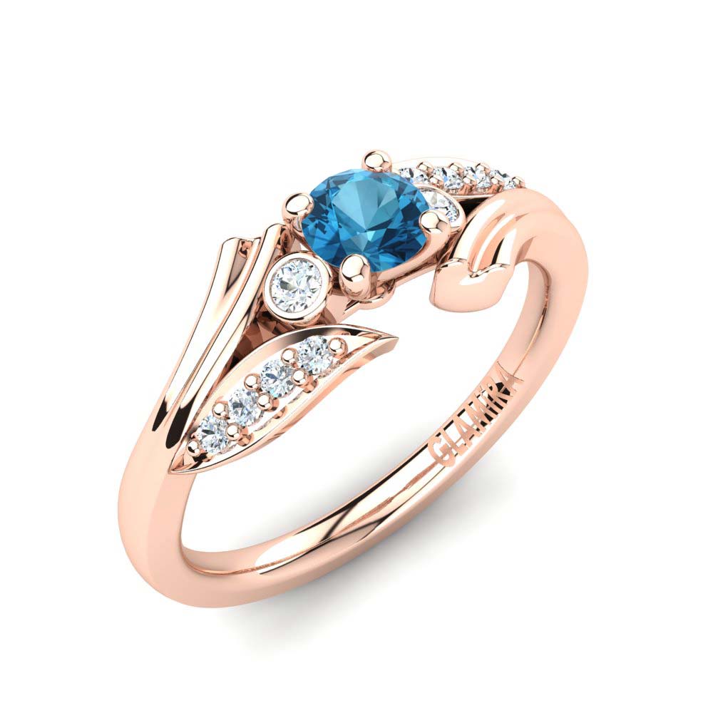 14ct Rose Gold Blue Topaz Engagement Ring Agnella 0.25 crt
