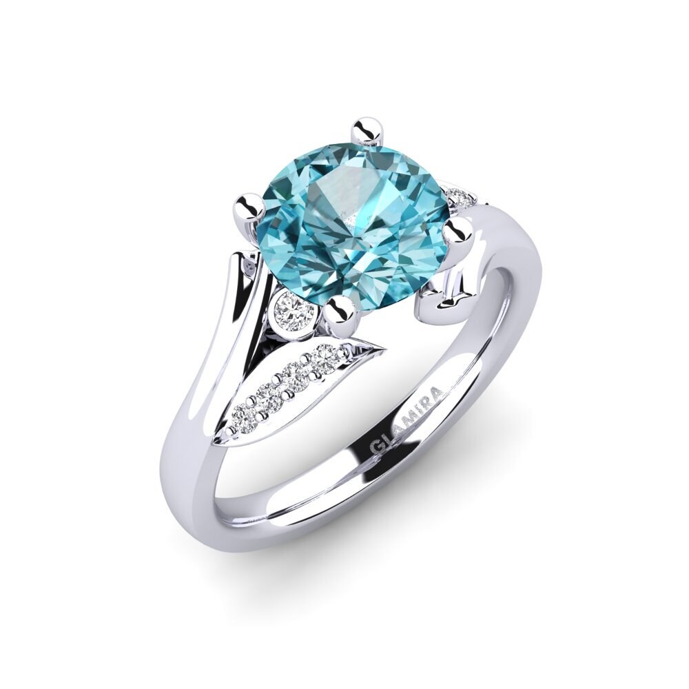 Blue Zircon Engagement Ring Agnella 2.0 crt