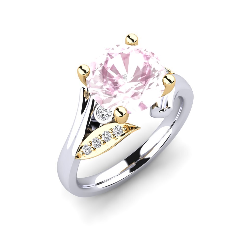14ct White & Yellow Gold Kunzite Engagement Ring Agnella 3.0 crt