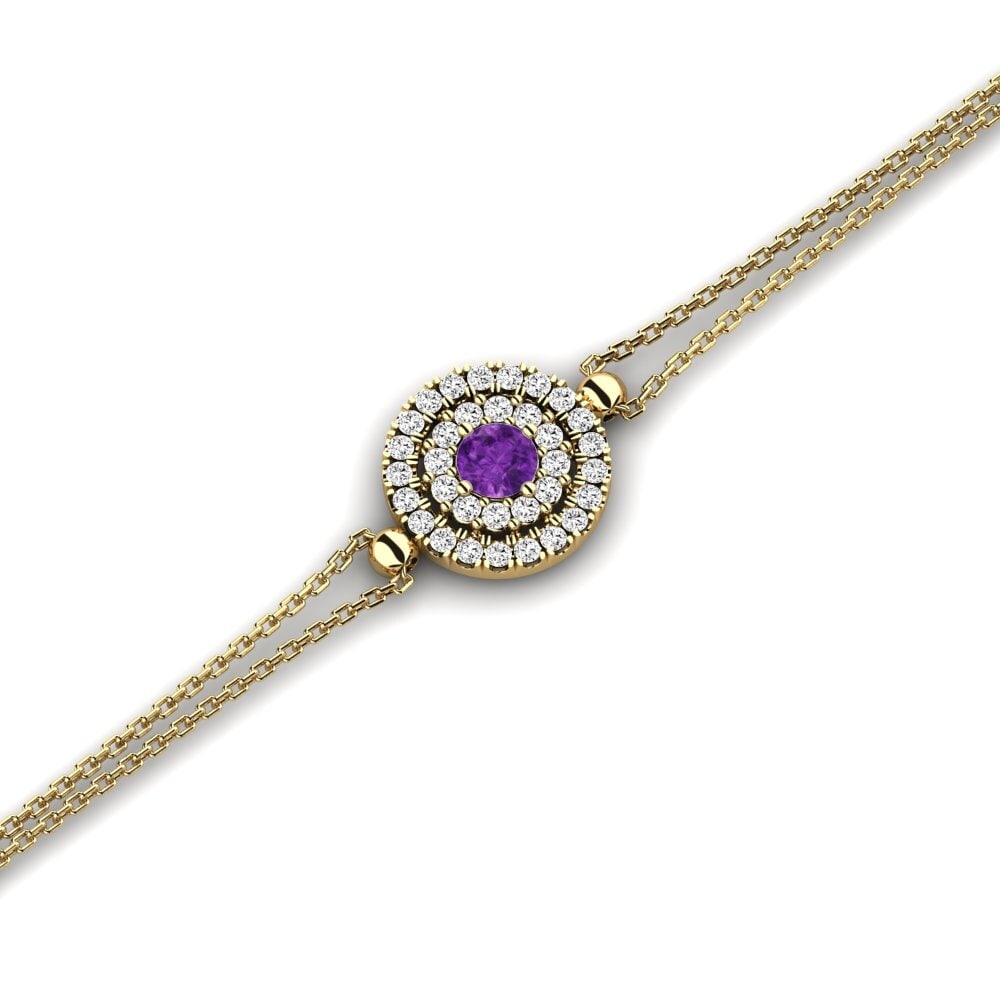 14k Oro Amarillo Amatista Pulsera de Mujer Agnus