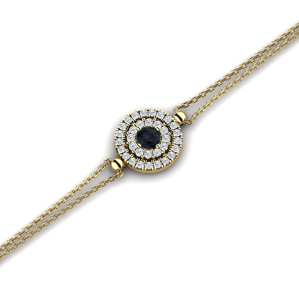 14ct Yellow Gold Black Opal Women's Bracelet Agnus