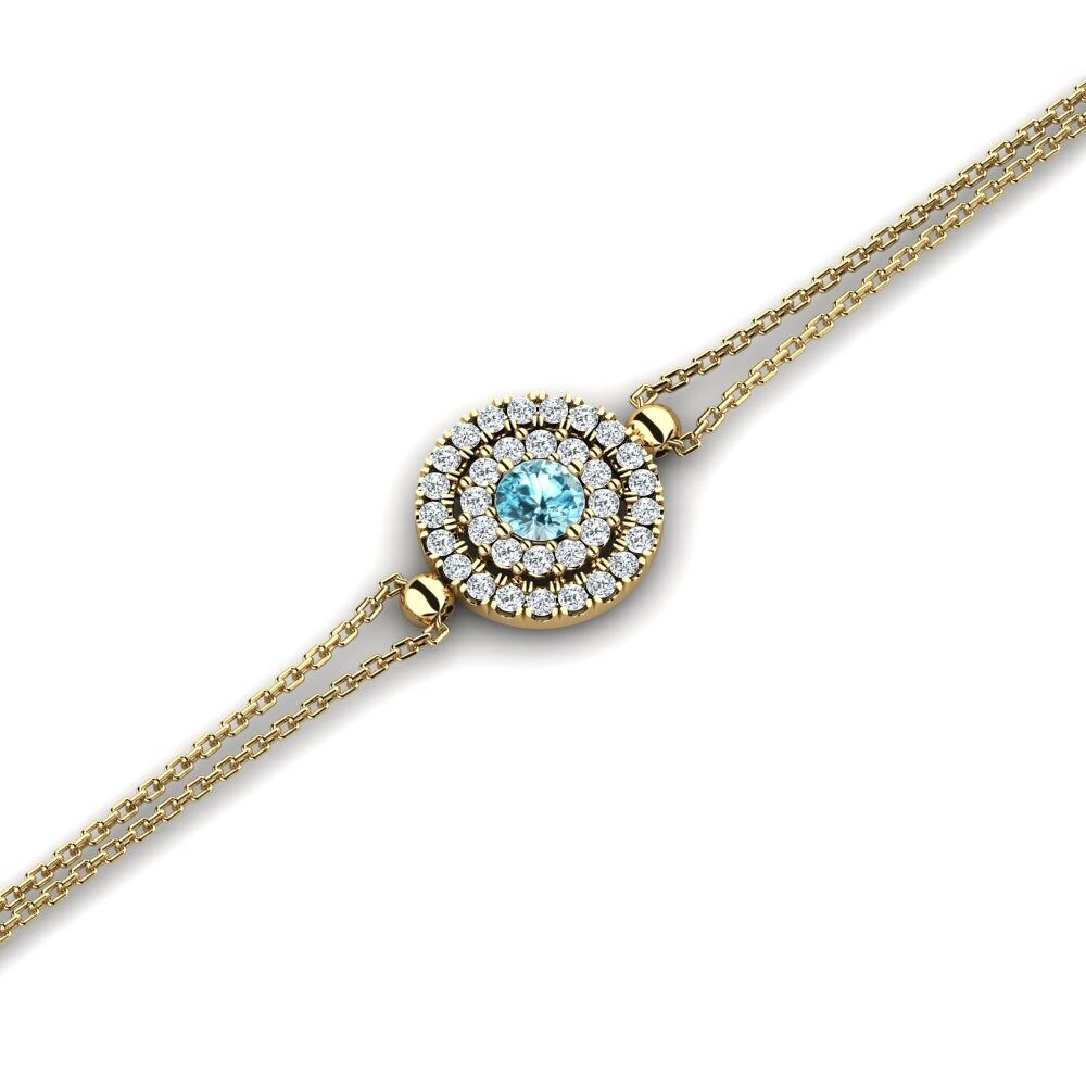 14ct Yellow Gold Blue Zircon Women's Bracelet Agnus