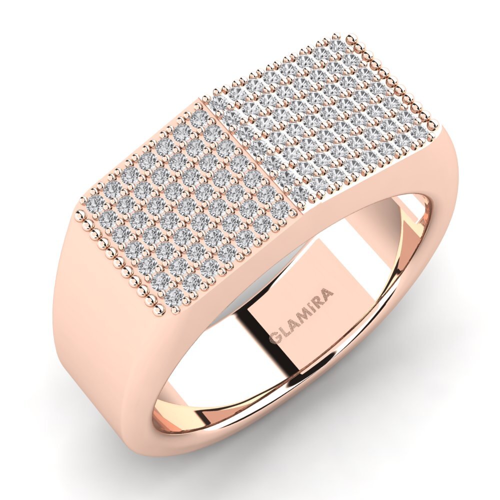 9ct Rose Gold White sapphire Men's Ring Agrican