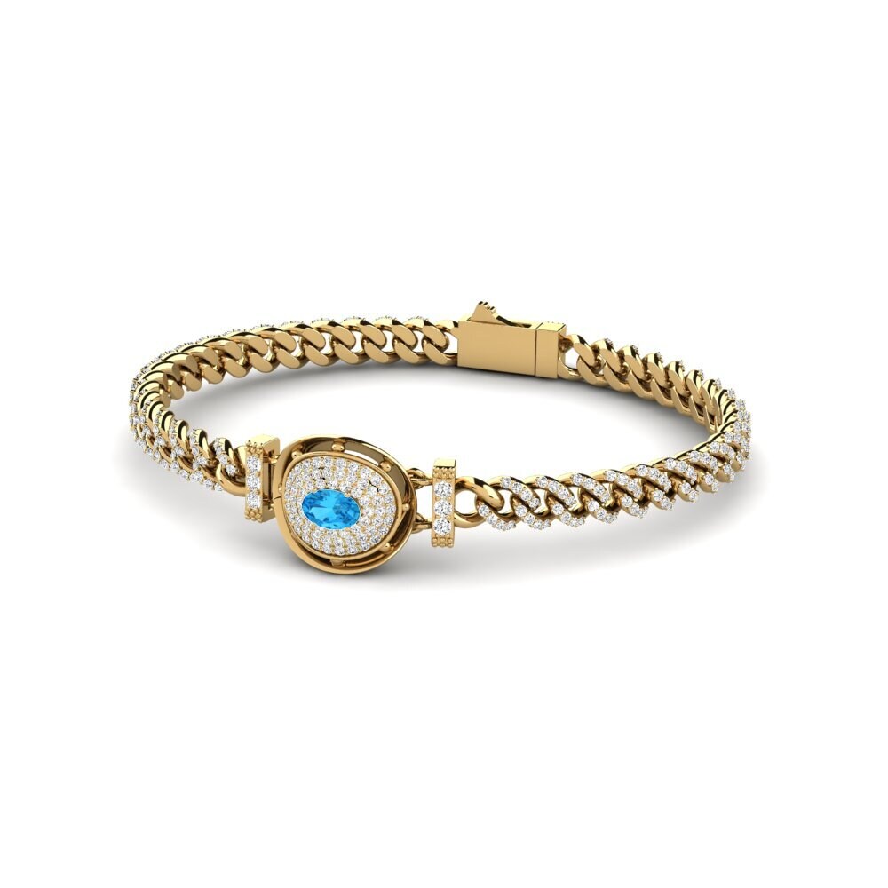 14k Oro Amarillo Topacio azul Pulsera de Mujer Agters