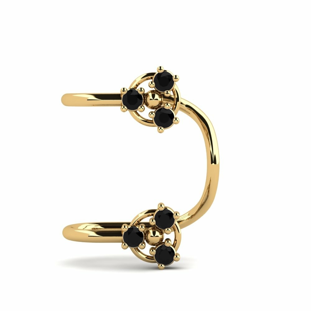 Brazalete de oreja Ear Cuffs Pendientes Agueda Oro Amarillo 375 Diamante Negro
