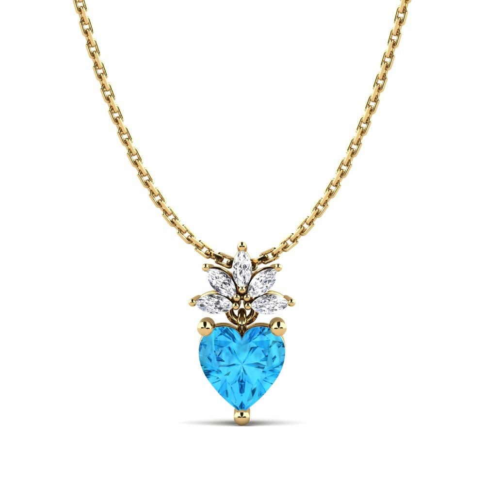 14ct Yellow Gold Blue Topaz Women's Pendant Aguessac