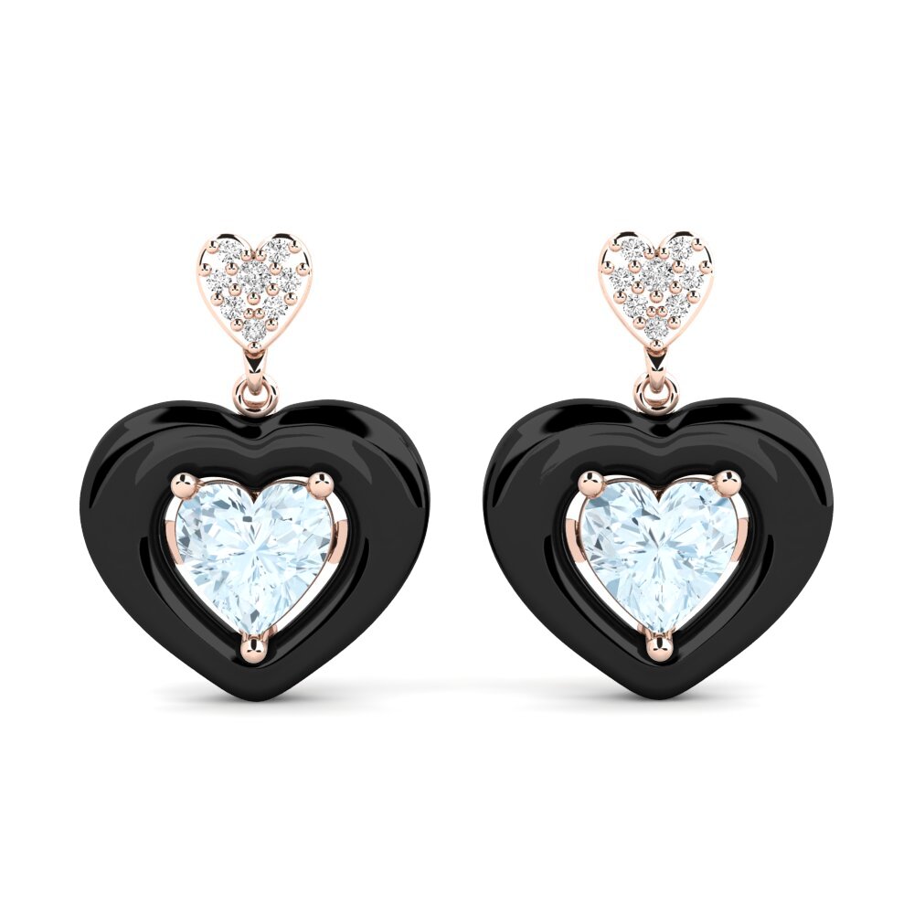 14k Rose Gold Aquamarine Women's Earring Aguinaga